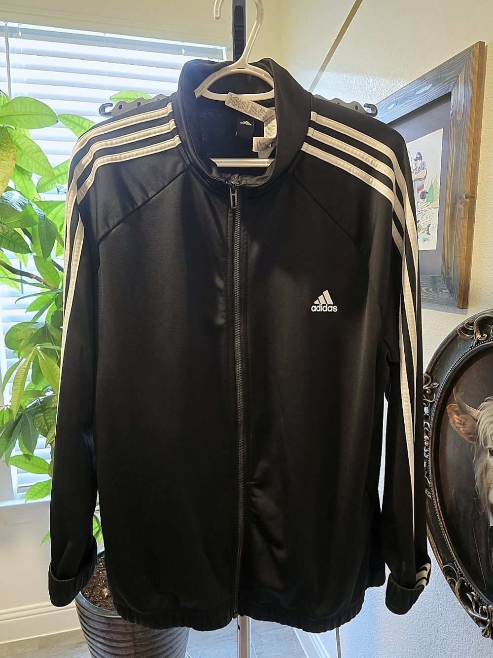 adidas Black Lightweight Track Jacket with White Stripes